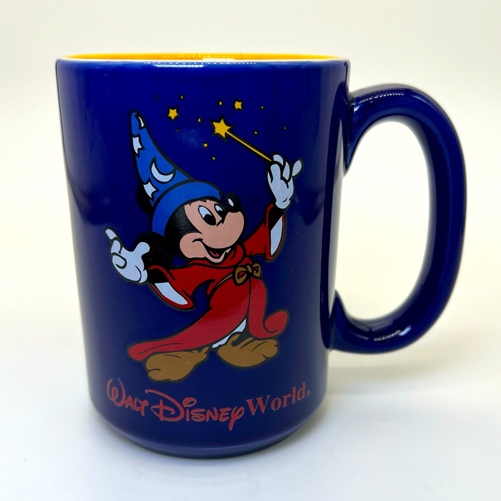 Walt Disney World Wizard Coffee Mug Mickey Mouse Fantasia Blue Yellow Thailand